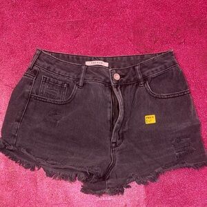 PacSun Black Frayed Jean Shorts